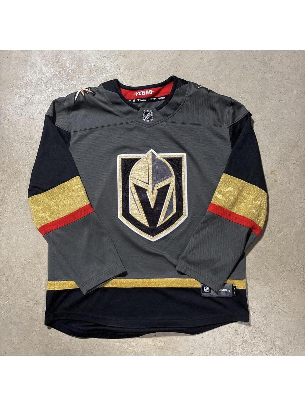 Vegas Golden Knights Fanatics NHL Hockey Jersey Mens L Gray Gold Alternate